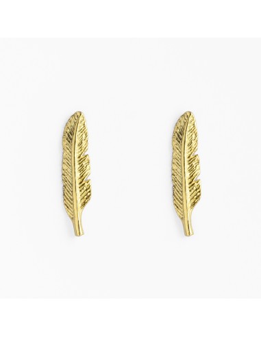 Pendiente Mini de Pluma de Plata dorada.
