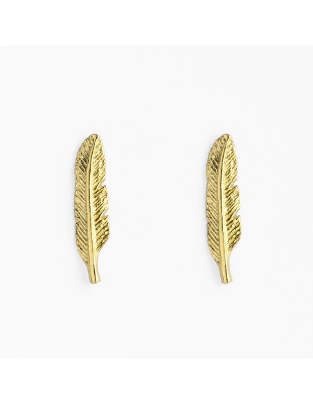 Pendiente Mini de Pluma de Plata dorada.