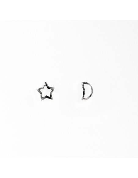 Pendiente calado Luna y Estrella de Plata.