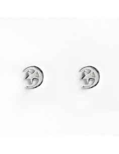 Pendiente Mini Luna y Estrella de Plata.
