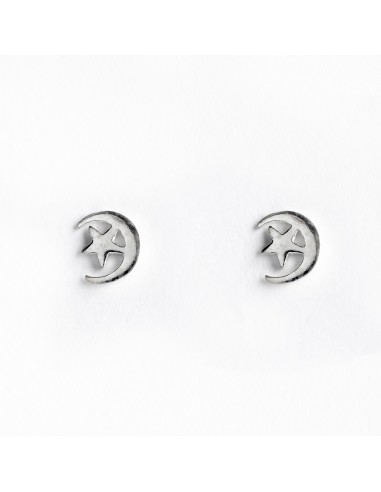 Pendiente Mini Luna y Estrella de Plata.