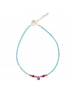 Tobillera de Turquesa y Granate.