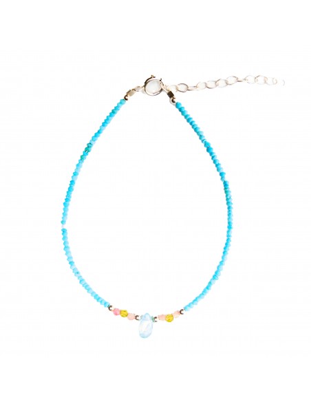 Collar de Turquesa y Agua Marina .37cms.