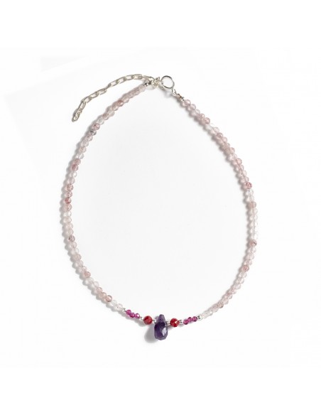 Tobillera de Quarzo Rosa y Amatista.