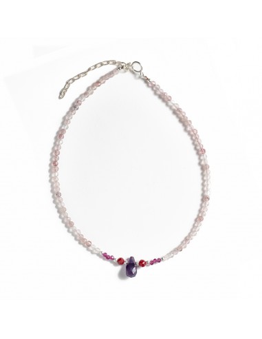 Collar de Quarzo Rosa y Amatista. 37cms.