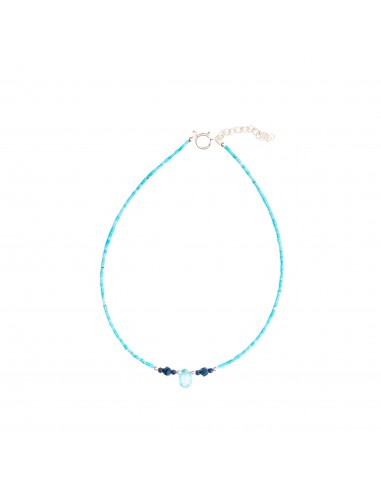Collar de Turquesa Nepali y Agua Marina.37cms.