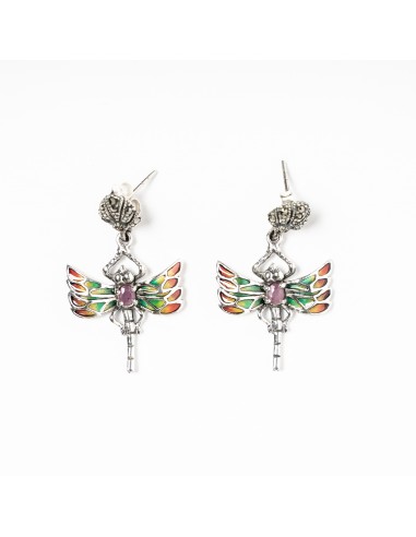 Pendientes libelula de plata combinados con...