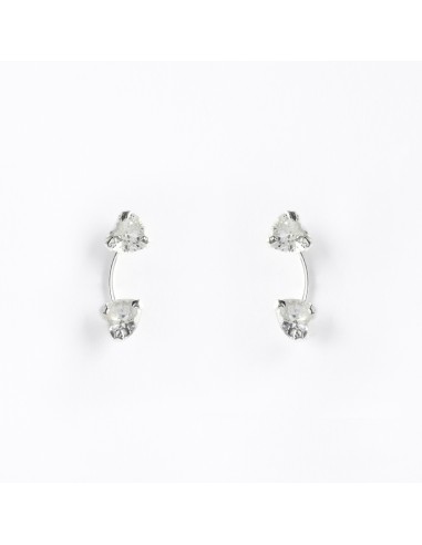 Pendiente Doble Estrella Zirconita de Plata.