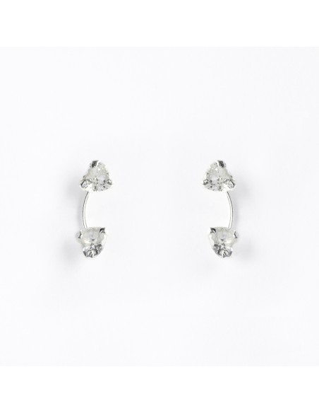 Pendiente Doble Estrella Zirconita de Plata.