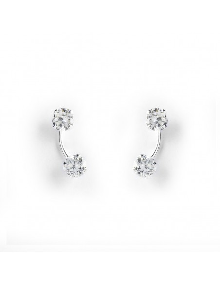 Pendiente Doble Zirconita y Plata.