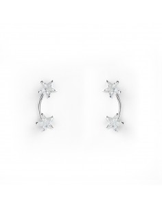 Pendiente de Doble Estrella de  Zirconita y Plata.