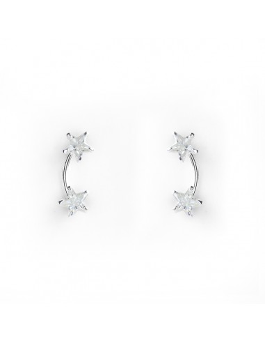 Pendiente de Doble Estrella de  Zirconita y Plata.