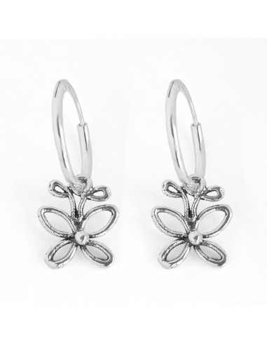 Aro liso con colgante de Mariposa