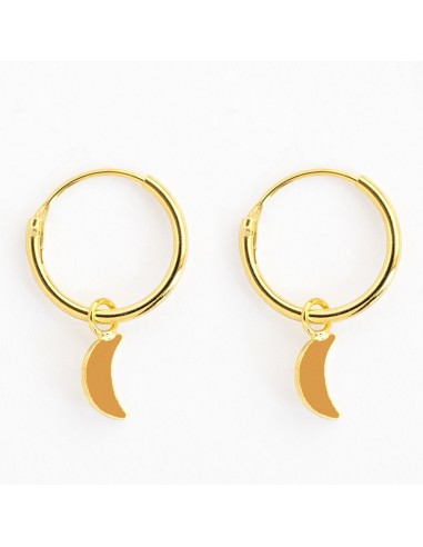 Aro liso con Luna de Plata dorada