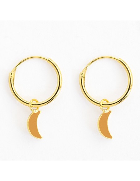 Aro liso con Luna de Plata dorada