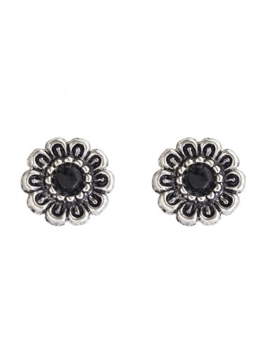 Pendiente Botón de Plata con Onix.