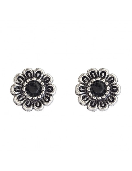 Pendiente Botón de Plata con Onix.