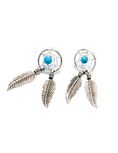 Pendiente Atrapasueños de Plata y Turquesa.