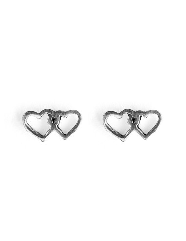 Pendiente doble corazón de Plata .