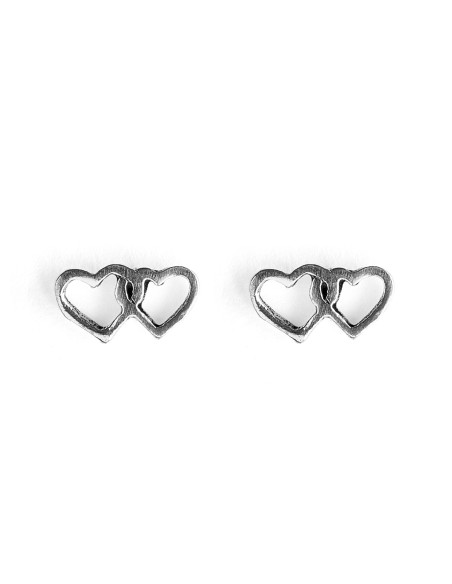 Pendiente doble corazón de Plata .