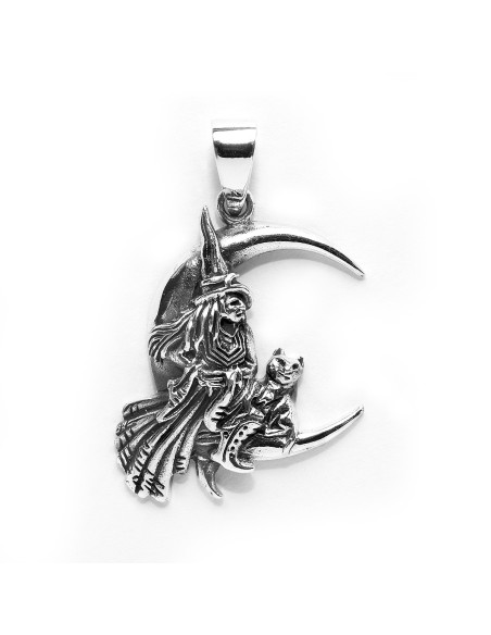 Colgante de Luna y Bruja de Plata .