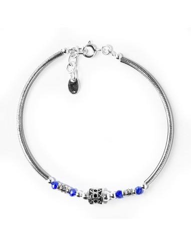 Pulsera de Plata y Lapiz Lázuri .