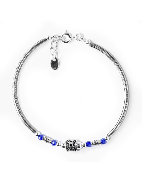 Pulsera de Plata y Lapiz Lázuri .