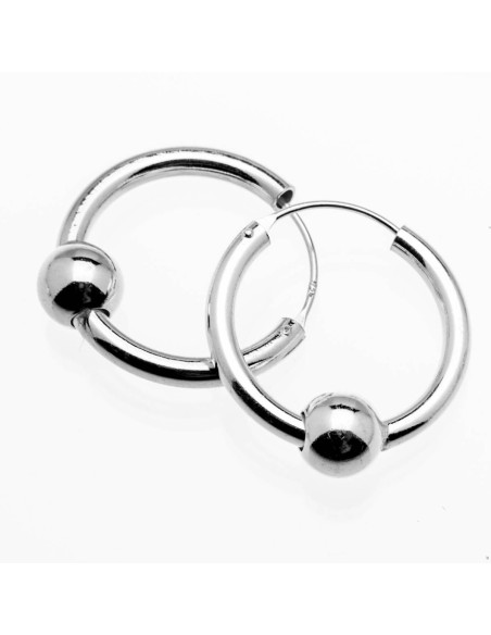 Aro liso de Plata con bolita central de 2mm.