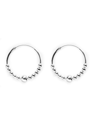 Aro liso de Plata con bolitas .Diámetro de 20mm.