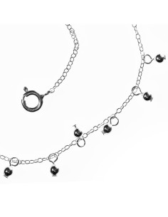 Tobillera de Plata con bolitas colgando. 2