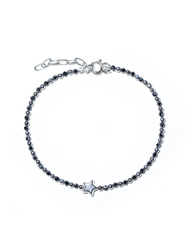 Pulsera de Hematite Y Plata.