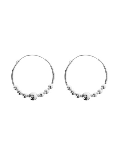 Aro liso de Plata con bolitas . 18mm.