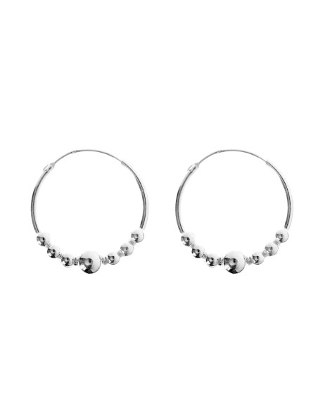 Aro liso de Plata con bolitas . 18mm.