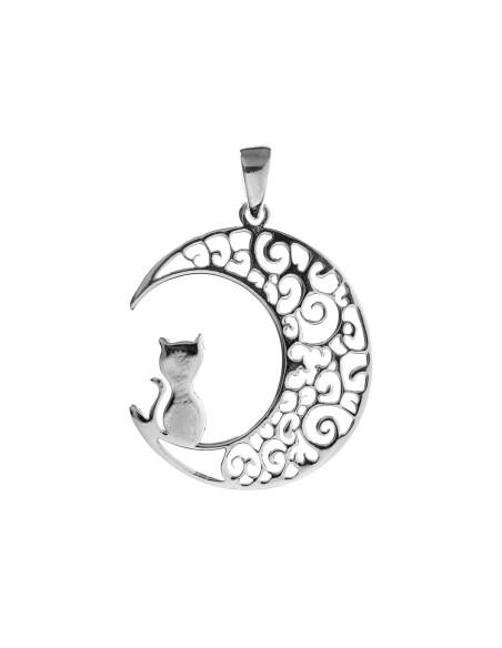 Colgante de Luna con gato .