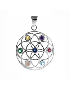 Colgante de Semilla de la vida con 7 Chakras.