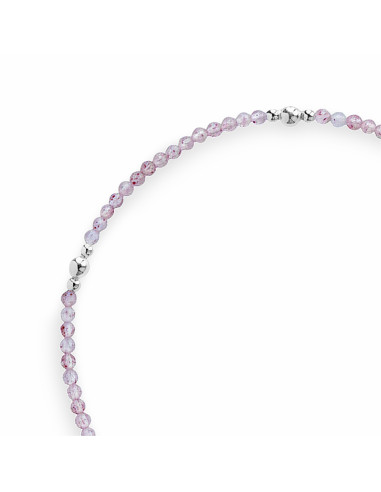 Pulsera de Plata y Quarzo Rosa.