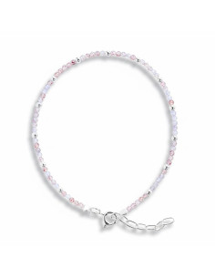 Pulsera de Quarzo Rosa y Plata .