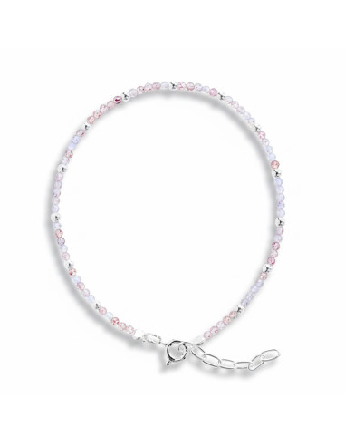 Pulsera de Quarzo Rosa y Plata .