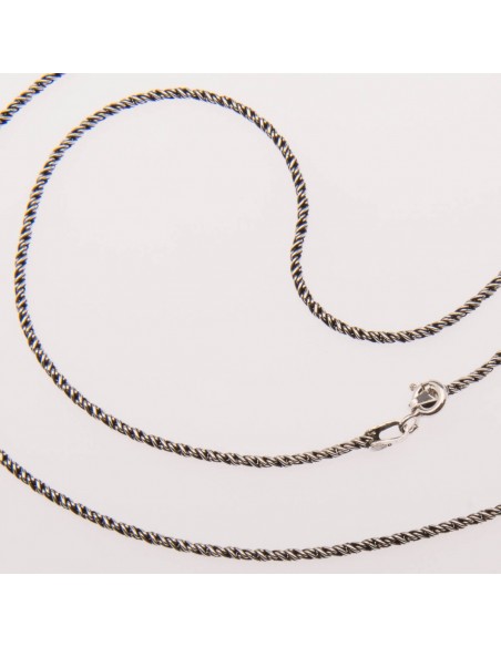 Gargantilla  "Cola de Ratón" de plata  envejecida .