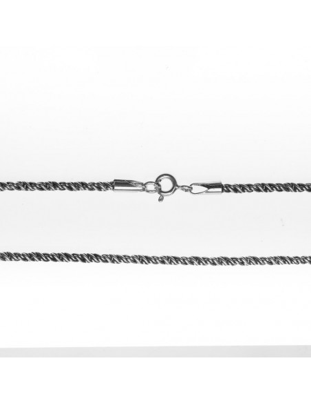 Gargantilla  "Cola de Ratón" de plata  envejecida .