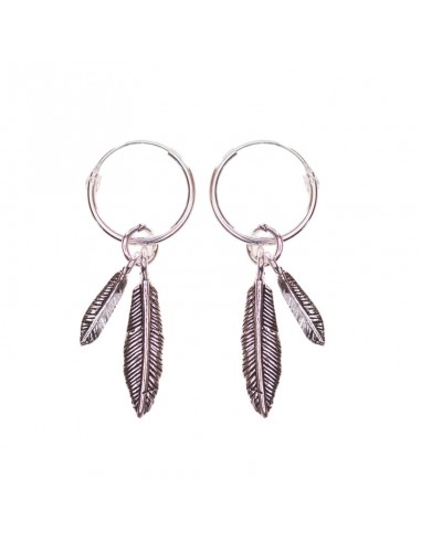 Aros lisos  de plata con doble pluma .