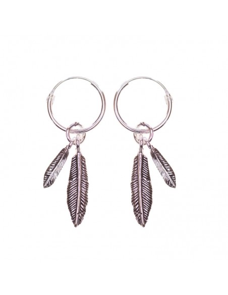 Aros lisos  de plata con doble pluma .