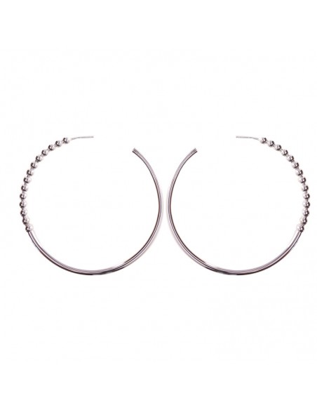 Aro de plata ,combinación de aro liso con bolitas .Diámetro de 65mm.
