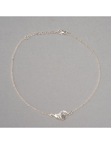 Tobillera de plata "Pajarito" .