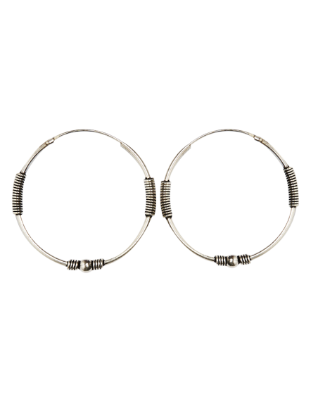 Aros Bali de plata . Diámetro de 1,8x22mm.