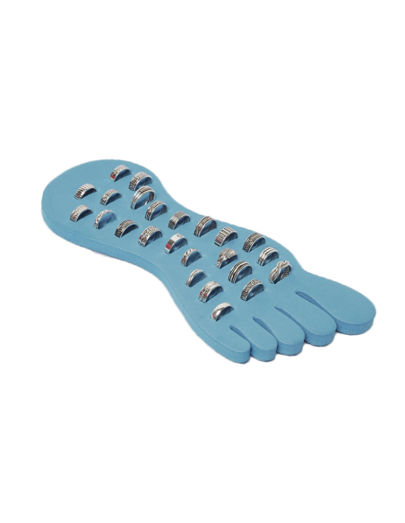 Expositor de 20 anillos para dedos del pie de plata .