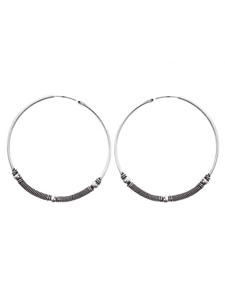 Aro Bali de plata .Diámetro de 1,5x50